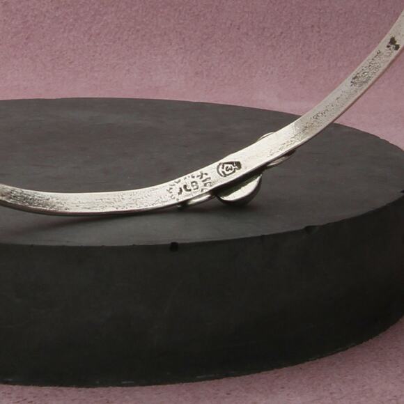 taxco mexico sterling silver vintage scrolled amethyst bangle bracelet size 8in - Picture 3 of 3